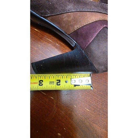 Söfft Women's Suede T-Strap Peep-Toe Heels Brown & Burgundy 3" Heel Size 6 - Picture 6 of 7